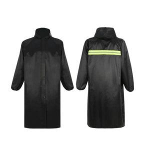 معطف مطر طويل مقاوم للماء مع شريط عاكس
